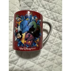 Disney 2012 Red Coffee Mug Cup Walt Disney World Mickey Donald Duck Goofy Pluto